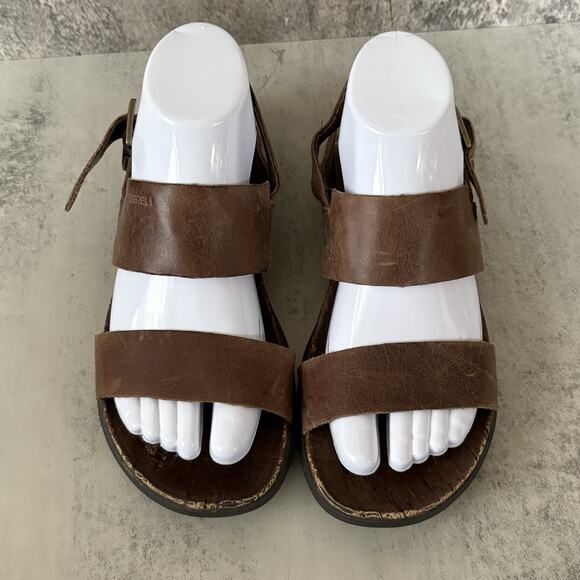 Womens 7 Merrell Around Town Back Strap Sandals Brown Leather Slingback Casual - Picture 3 of 9